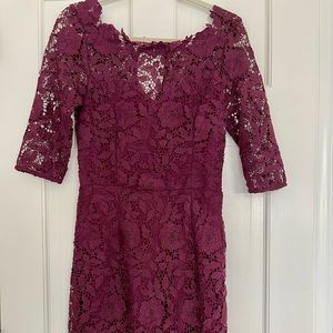 Burgundy lace sheath dress medium